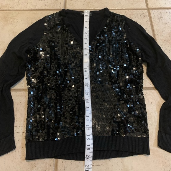 Jessica Petite Sequin Cardigan Black V-Neck S/P (6-8) - Picture 6 of 6
